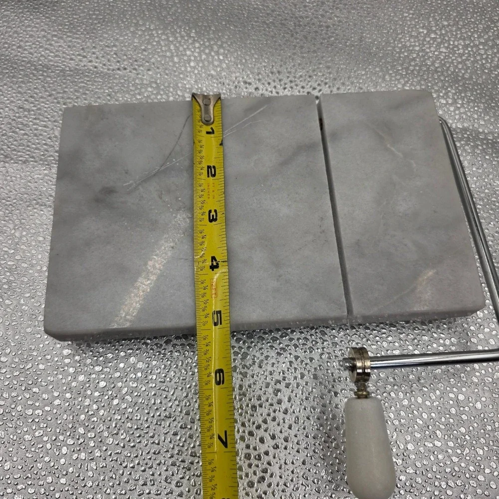Grey Marble Cheese Slicer Board Stainless Steel Wire Cutter Charcuterie O2